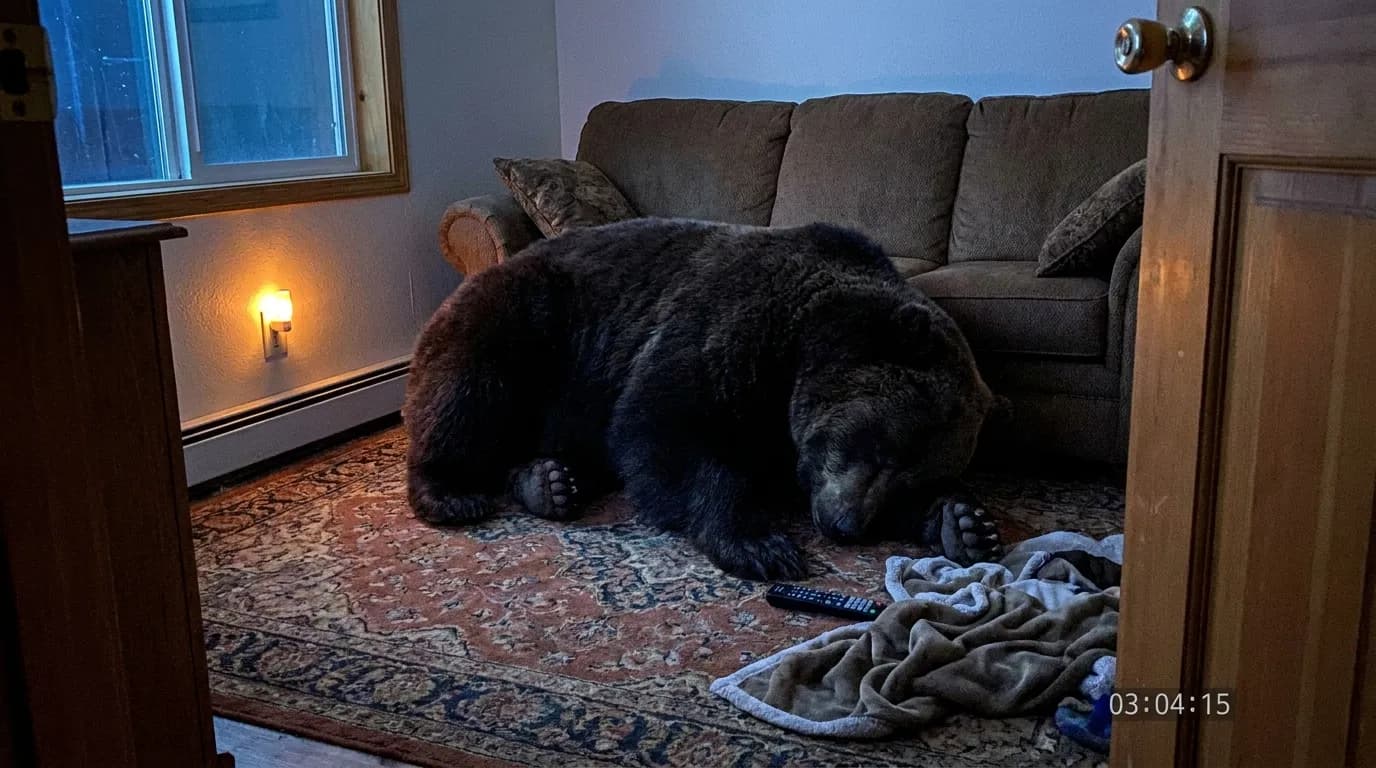 800lb Grizzly Bear Found Sleeping in Montana Family’s Den at 3 AM